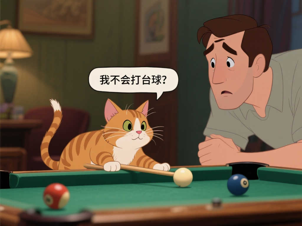 猫鼠联手秀技能,主人台球不行,猫咪自信:包进包进! 猫鼠联手秀技能,主人台球不行,猫咪自信:包进包进!